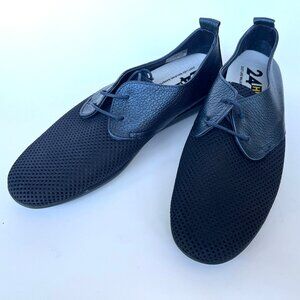 24HRS Navy Leather Loafers Spain - Brand New